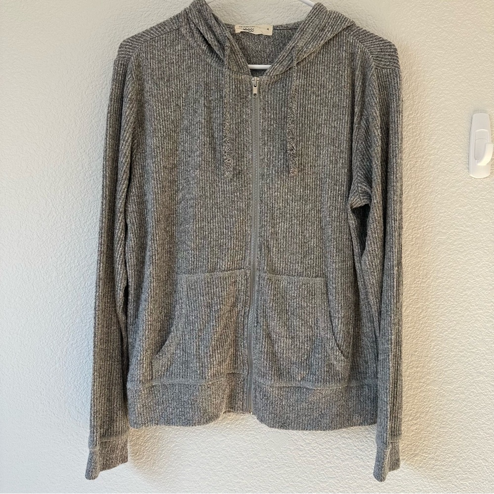 Ocean‎ Drive Gray Ribbed Zip-Up Sweater Small